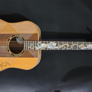Blueberry Handmade Acoustic Guitar Dreadnought Lions
