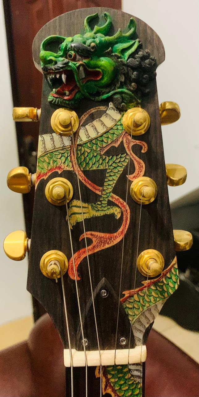 Handmade Dragon Electric Guitar: Balinese Rosewood, Ebony & Maple Inlay ...