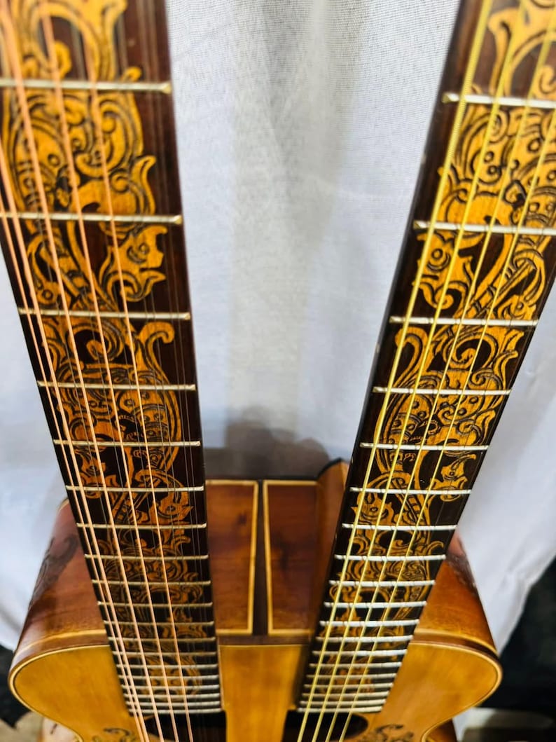 Handmade Double Neck Acoustic Guitar: Floral Motif 6 & 12 String - Etsy