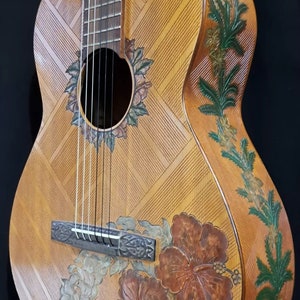 Blueberry Handmade Classical Nylon String Guitar Floral Motif