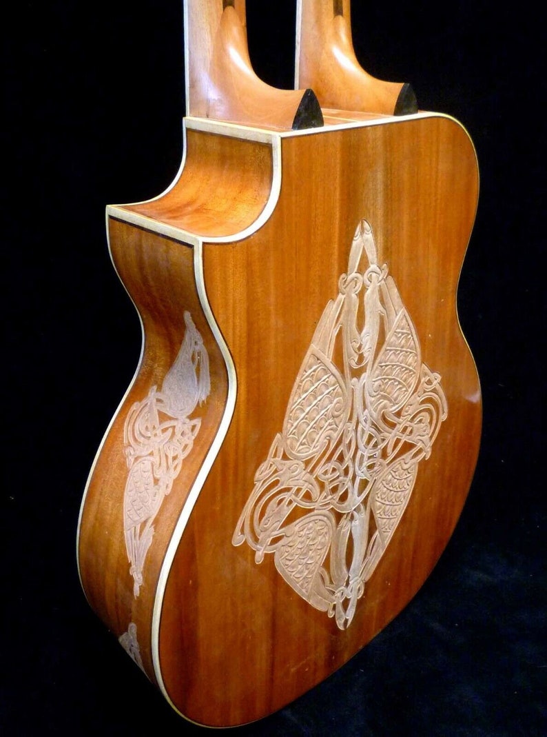 Blueberry Handmade Double Neck Acoustic Guitar Fanned Fret and Regular Fret Necks Cedar and