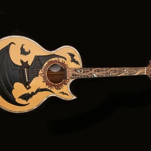 Blueberry Handmade Jumbo Guitar &quot;Bat&quot; Motif - Alaskan Spruce, Mahogany, Macassar Ebony and Mother of Pearl