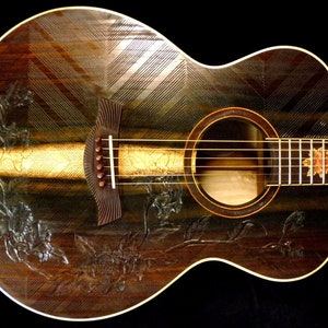 Blueberry Handmade Acoustic Guitar Floral Motif with Balinese Rosewood Top and Balinese Koa Back and Sides