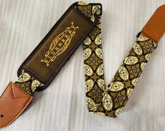Blueberry Handmade Guitar Strap Made with Authentic Batik Fabric