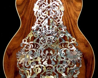 Blueberry Handmade Grand Concert Guitar - Celtic Motif with Balinese Rosewood, Alaskan Spruce,Mother of Pearl and Macassar Ebony