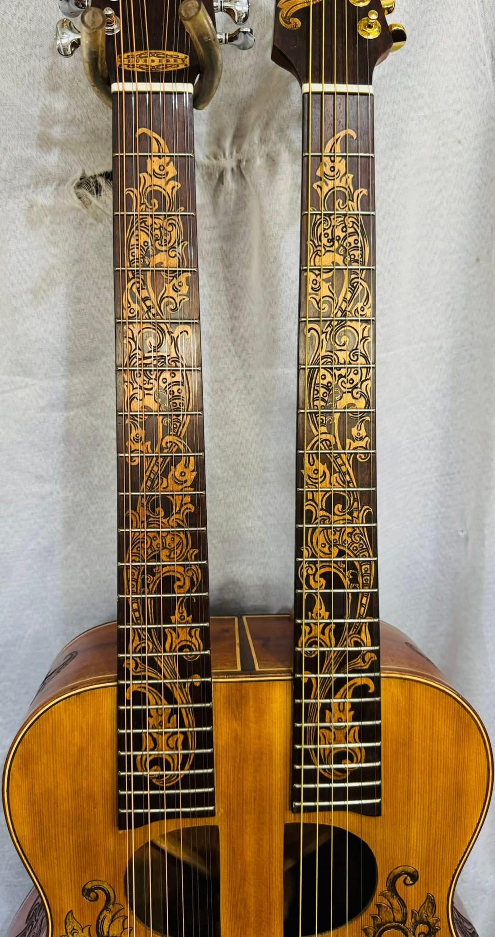 Handmade Double Neck Acoustic Guitar: Floral Motif 6 & 12 String - Etsy