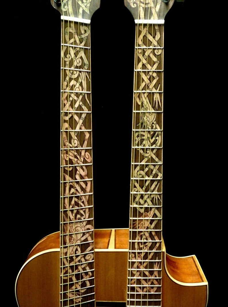 Blueberry Handmade Double Neck Acoustic Guitar Fanned Fret and Regular Fret Necks Cedar and