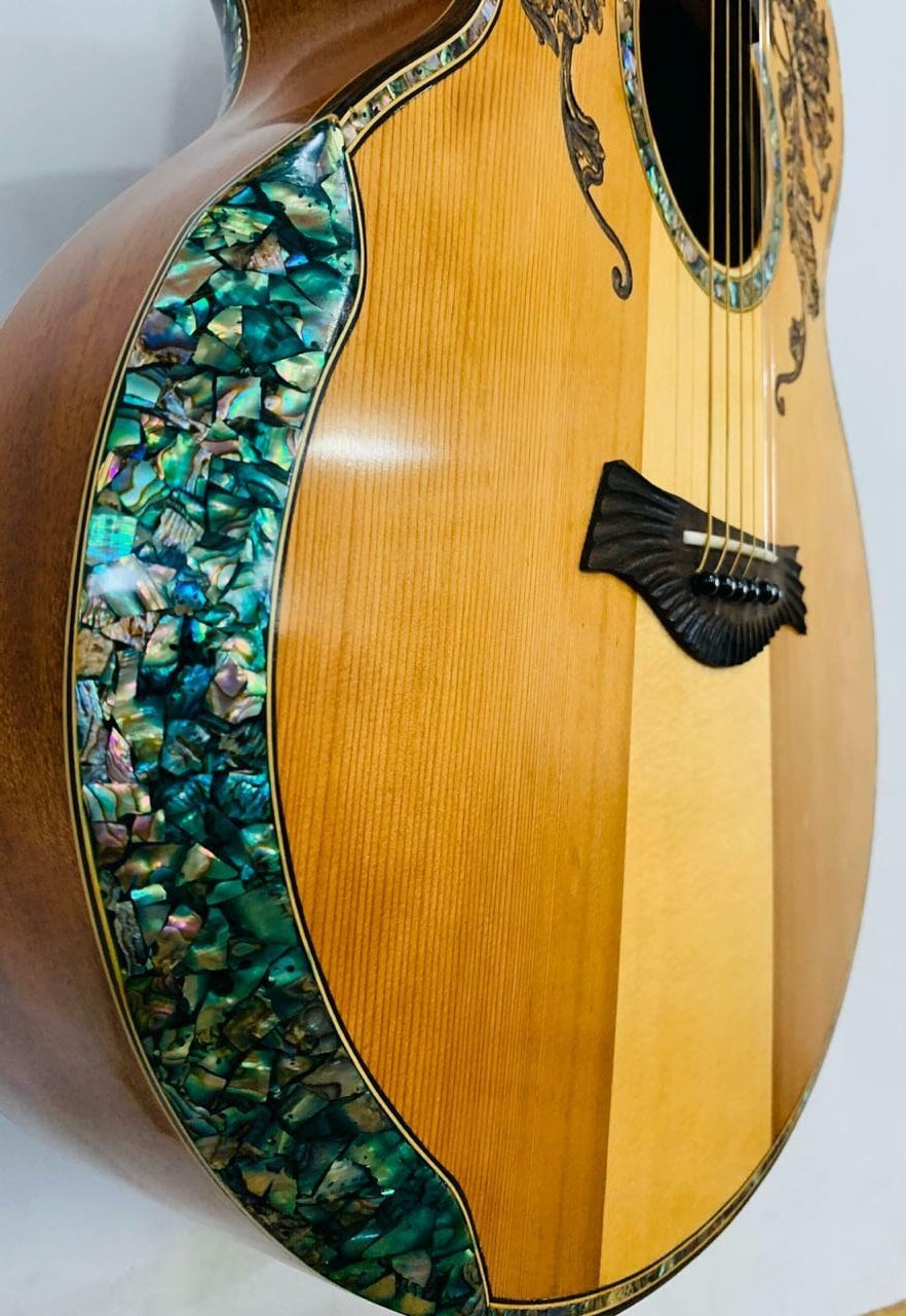 Handmade Acoustic Guitar: Floral Inlay, Paua Shell, Grand Concert
