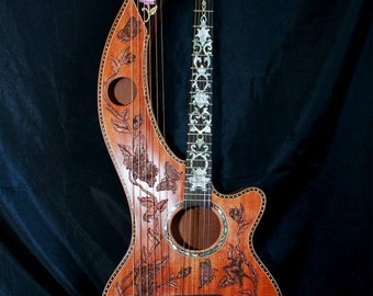 Blueberry Handmade Harp Guitar