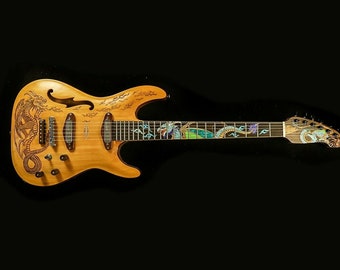 Blueberry NEU AUF LAGER Handgefertigte E-Gitarre Semi-Hollow Body mit Langcaster Handmade Rare Tonabnehmersystem