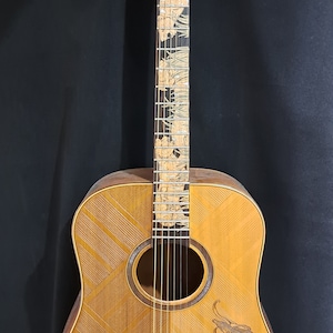 Blueberry Handmade Acoustic Guitar Dreadnought Tiger Motif
