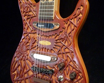 Handmade Celtic Electric Guitar: Carved Mahogany, Seymour Duncan Pickups