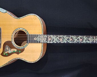 Blueberry NEW IN STOCK Handmade Acoustic Guitar Grand Concert Size Faith Motif