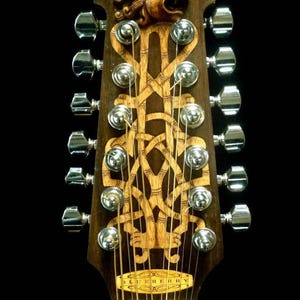 Acoustic 12 String Guitar Handmade by Blueberry, wood Celtic motif Guitar, Custom Handcrafted Wooden Guitar, Grand Concert Size Guitar