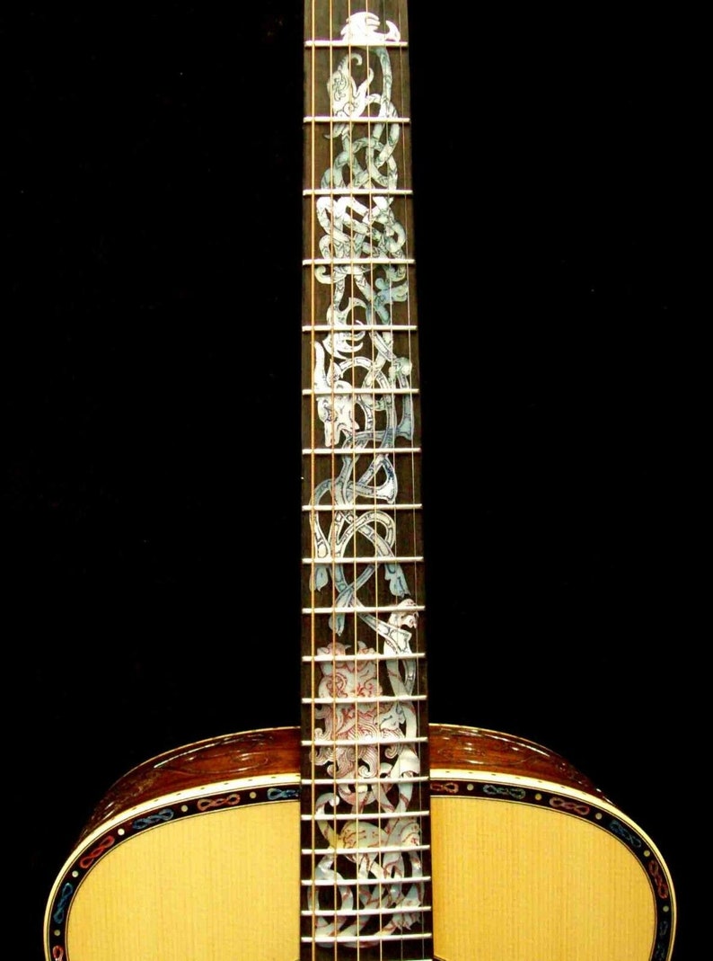 Knot Work Inlay Handmade Grand Concert Guitar: Celtic Rosewood With Mother of Pearl ...