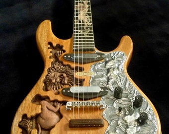 Blueberry Handmade Electric Guitar with 800 Silver Pick Guard and Seymour Duncan Pickups Lions Motif