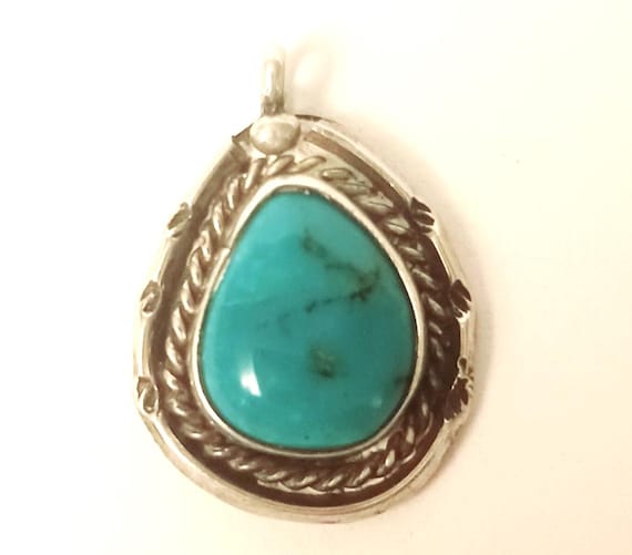 Native American Navajo Turquoise Sterling Pendant (1558)