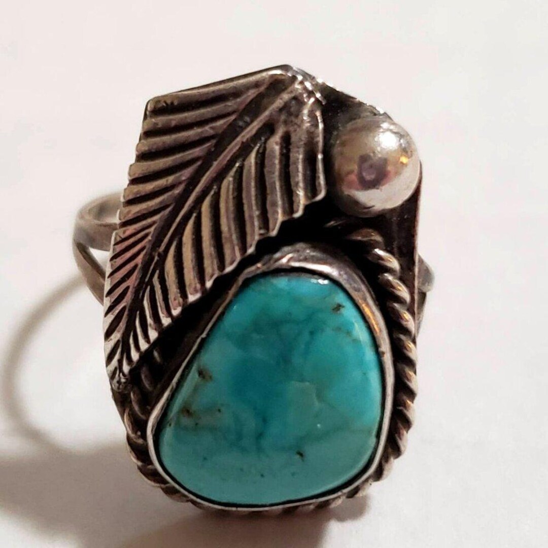 Vintage Navajo Turquoise Ring Sterling 925 S4.5 (1430) - Etsy Canada