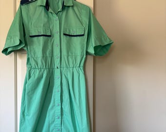 Vintage Shirt Dress Mint Green and Navy Blue With Pockets by California  Girl - Etsy