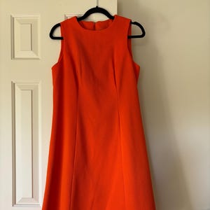 Vintage 1960s 1970s Dress Simple Orange Shift Dress Metal Talon Zipper