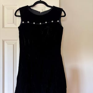 Vintage Dress Black Velvet Shift Dress by Sears Fashions