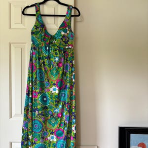Vintage Dress 1960s 1970s Psychedelic Flower Power Maxi Dress by Sirena