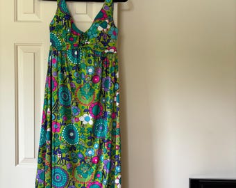 Vintage Dress 1960s 1970s Psychedelic Flower Power Maxi Dress by Sirena