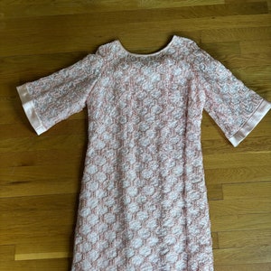 Vintage Dress Pink Lace 1940s 1950s Zip and Bow Back