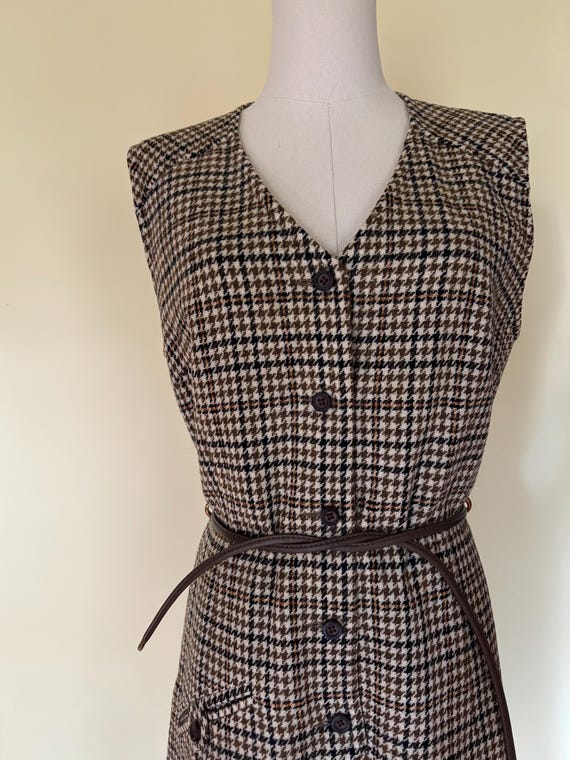 Vintage Pendleton Wool Houndstooth Shift Dress - image 1