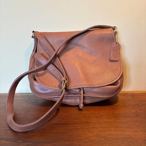Vintage 1980s Coach Made in USA Brown Leather Saddle Bag