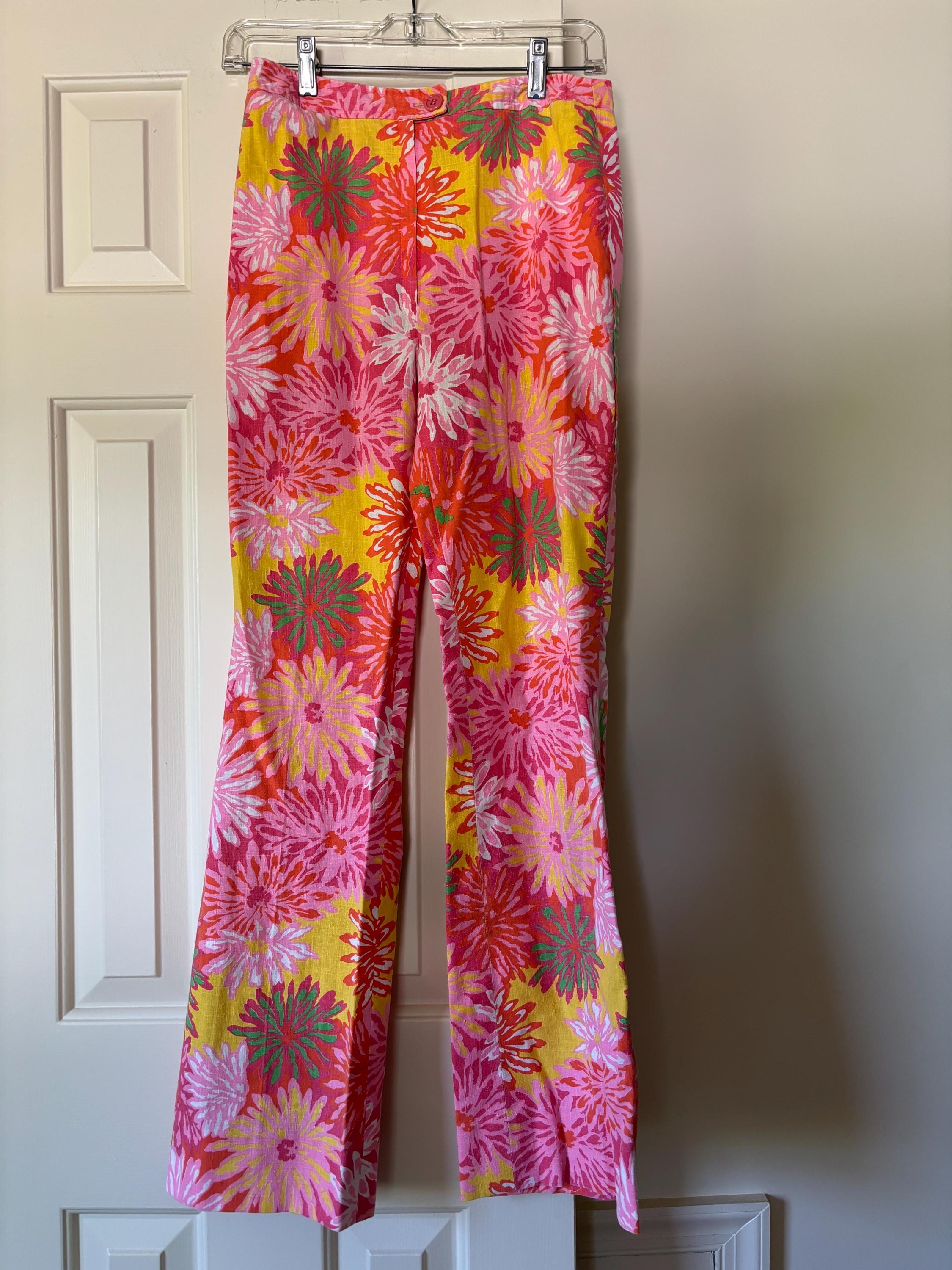 Vintage Pants Pink Flower Power Pattern by Gordon of Philadelphia
