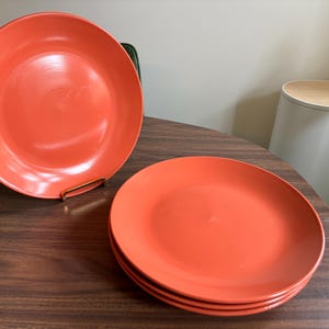 Royal Norfolk Vintage Dark Orange Plates Set of Four Vintage Retro MCM 10.5 inch