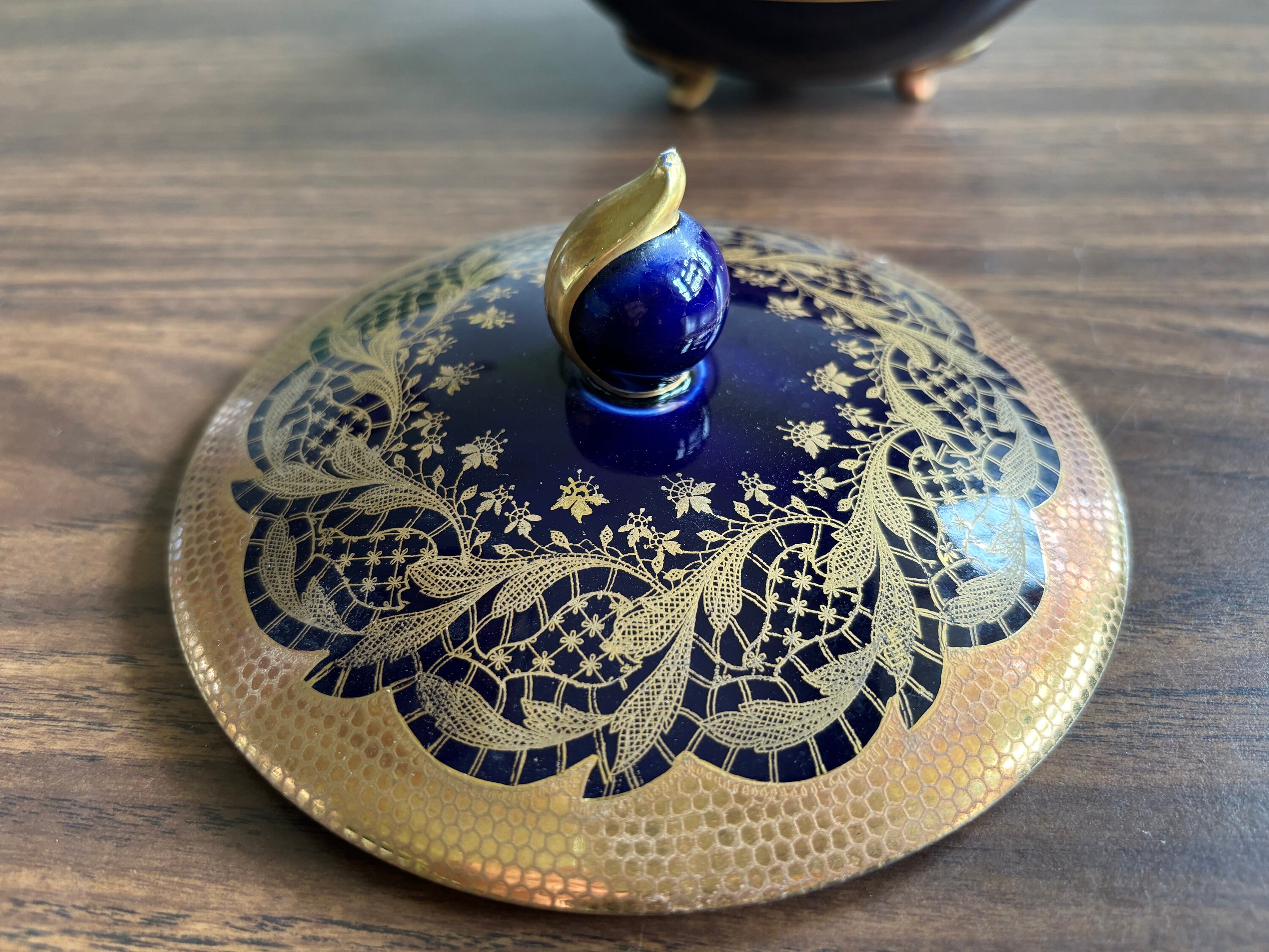 Alka Bavaria Kobalt Marquise Round Bowl Trinket Dish Blue