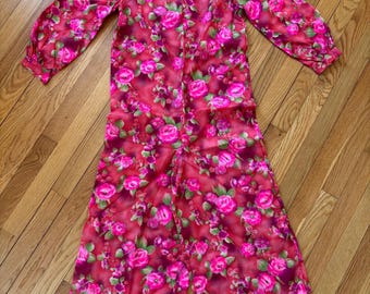 Vintage Homemade Pink Floral Jumpsuit