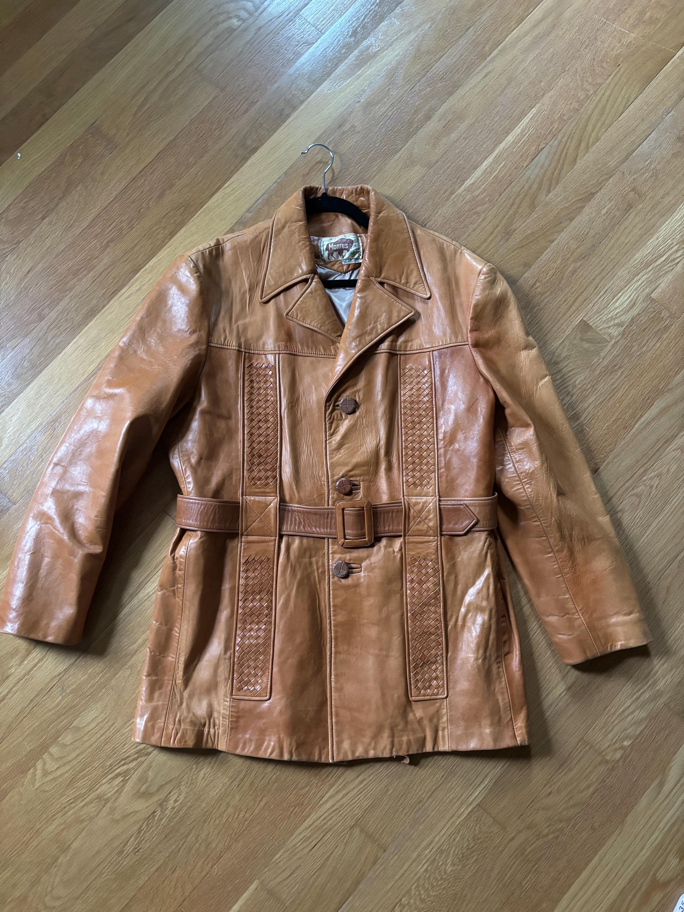 ジャケット・アウター 70s archive nappa leather jacket vintage Vintage 1970s Men's Monte's Leather Brown Jacket - Etsy