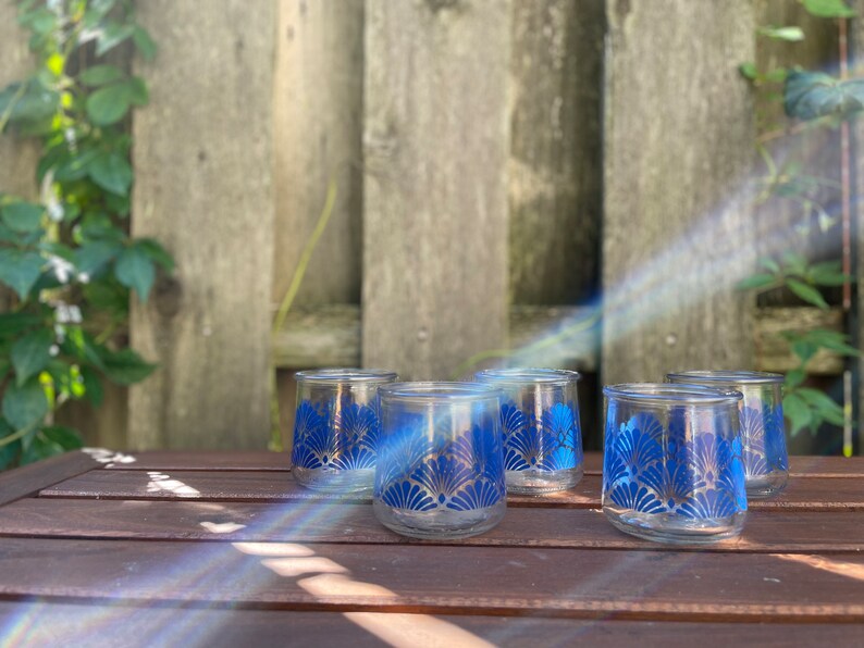 Yoplait Oui Yogurt Glass Jar Set of 5 Vintage Style Blue Fan Etsy
