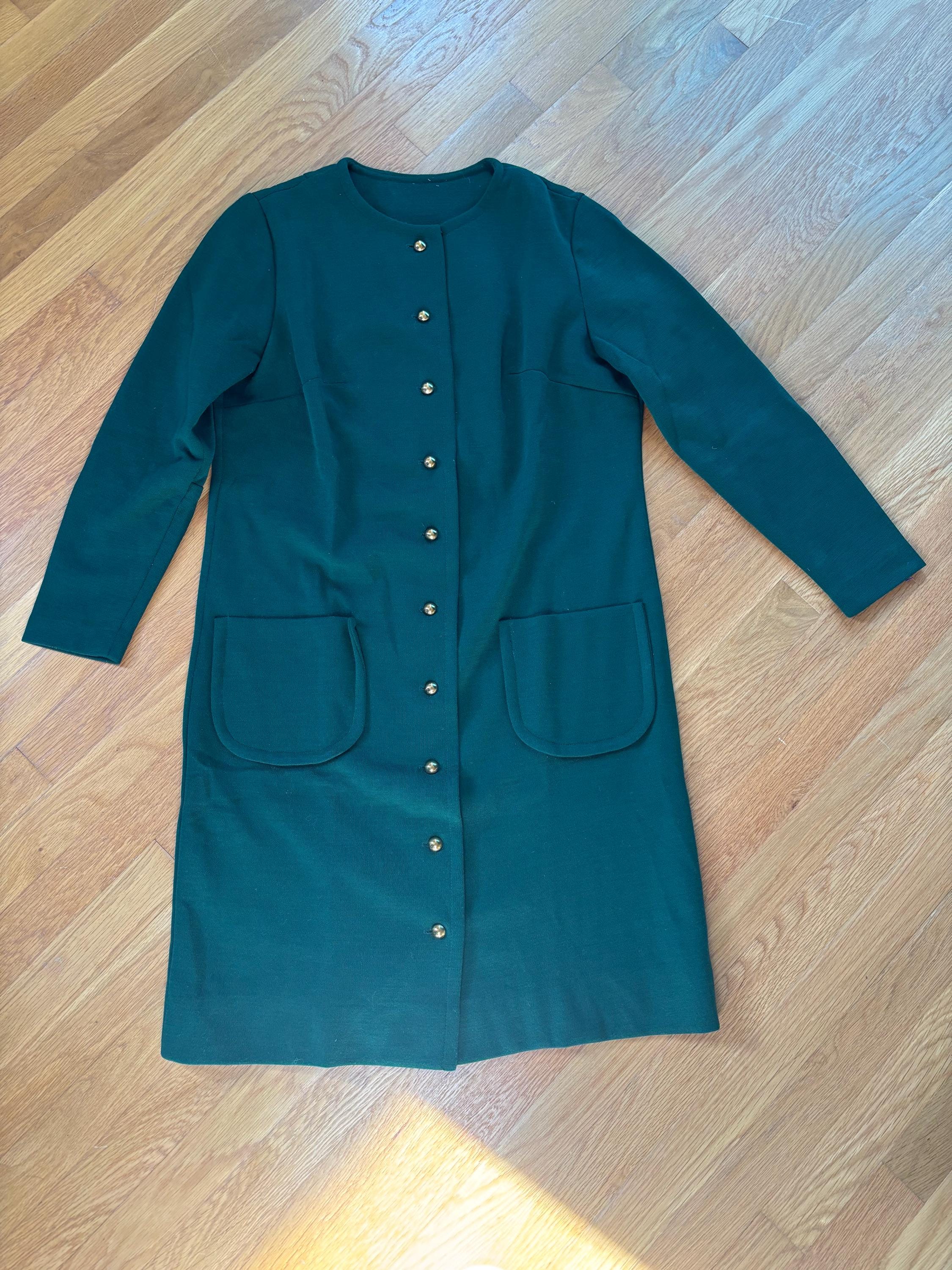 green emerald velvet dress 70/80's Nancy Greer New York Longsleeve Dress - XSmall