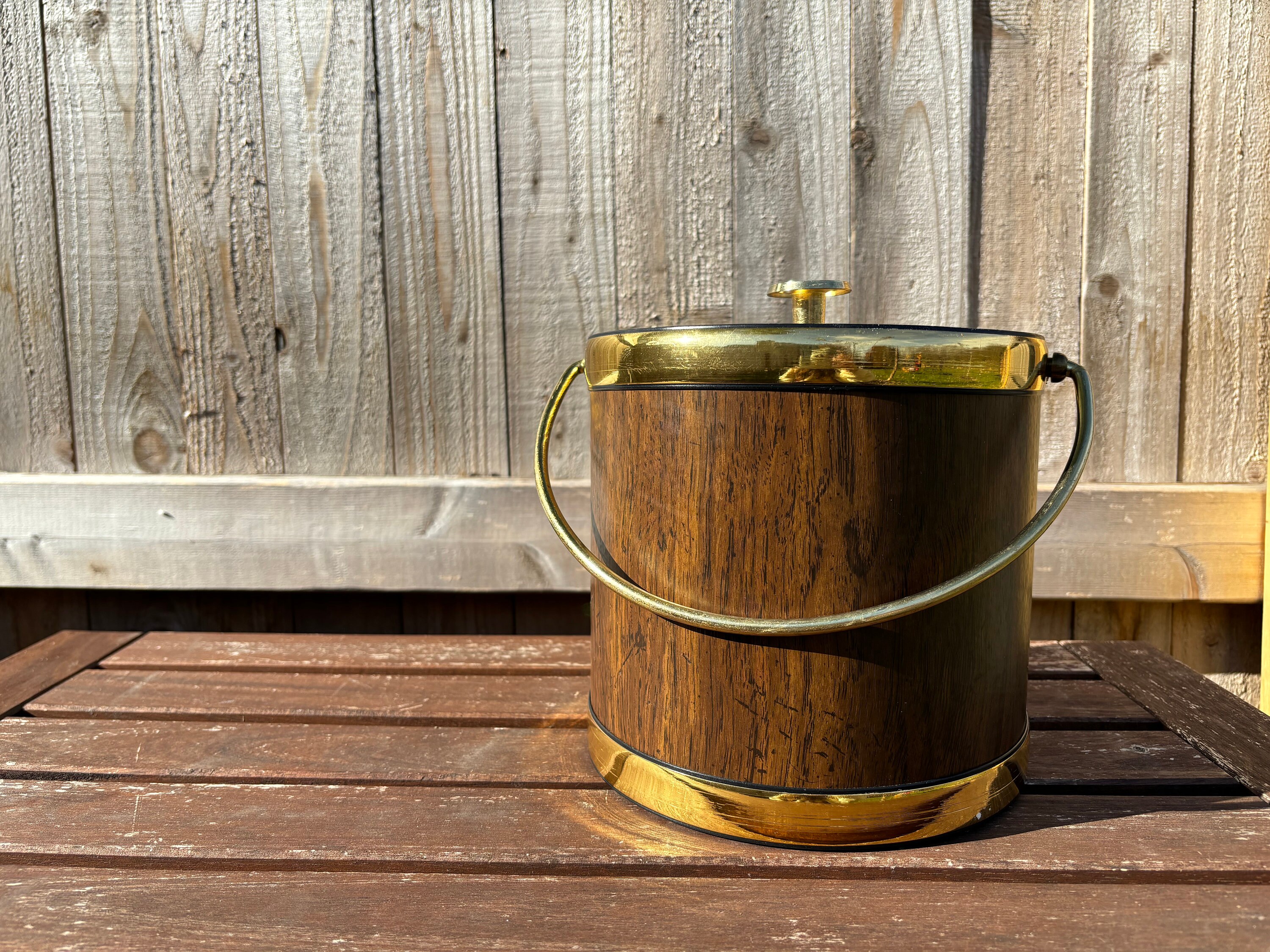 Vintage Kraftware Ice Bucket Mid Century Modern Wood Panel and Etsy