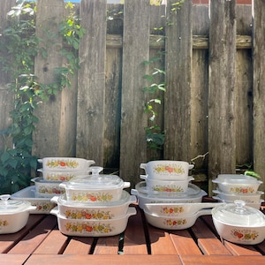 Corning Ware The Spice Of Life Casserole Dish Vintage 1970’s Le Persil La Sauge L’Echalote Pyrex Lid