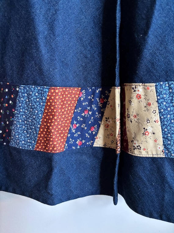Vintage 1970s Denim and Patchwork Wrap Skirt - image 3