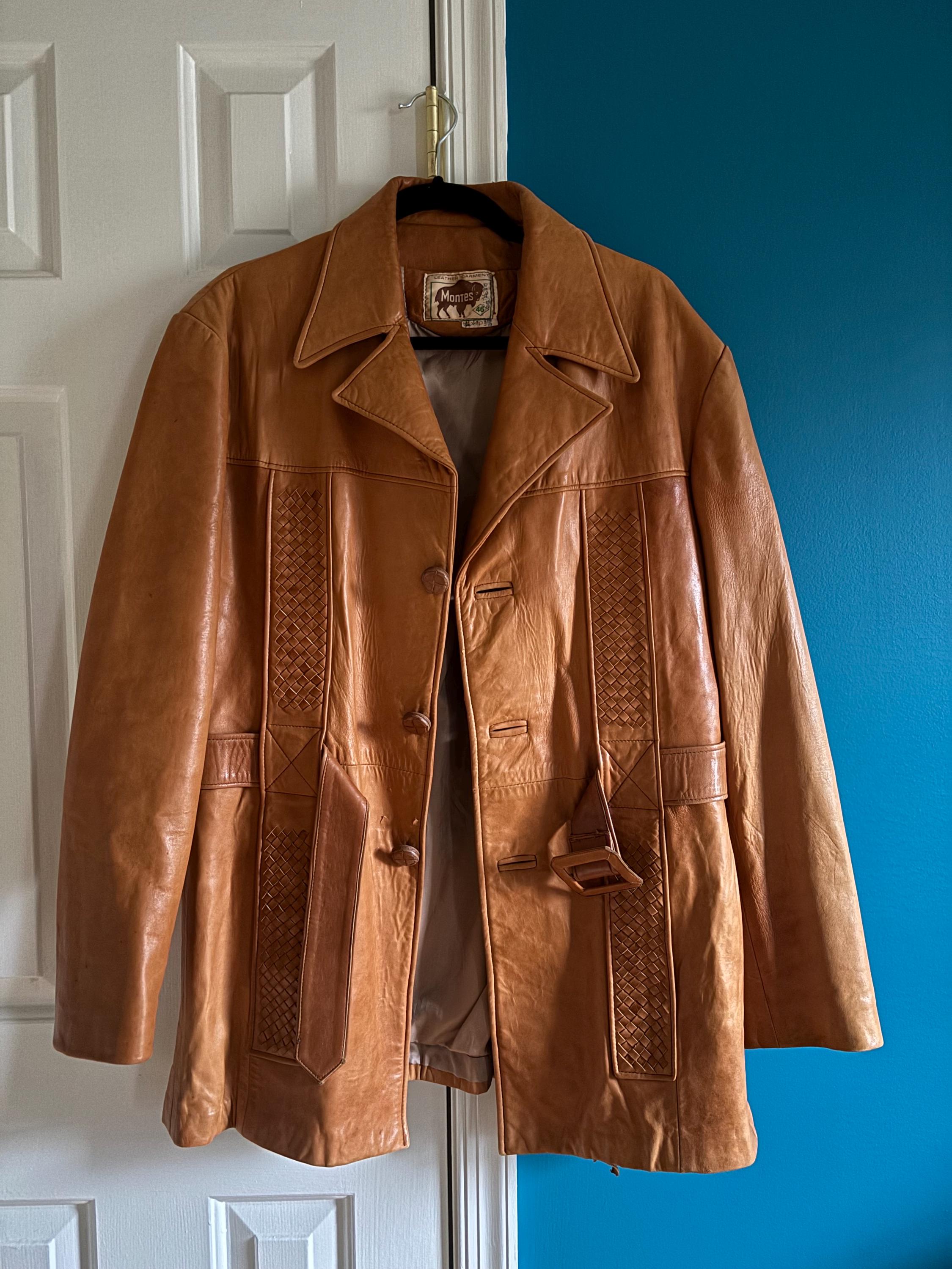 Vintage 1970s Men's Monte's Leather Brown Jacket - Etsy