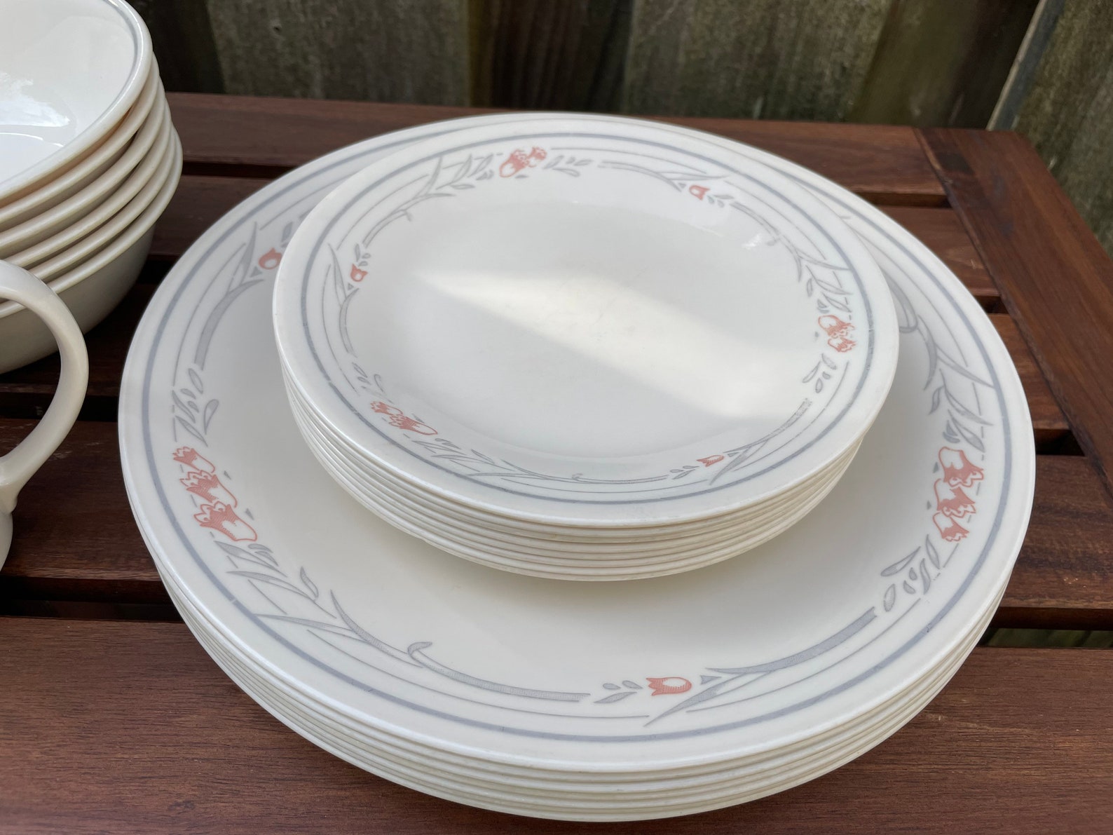 Corelle Rose Pattern Dinnerware 23 Piece Dish Set Vintage Etsy
