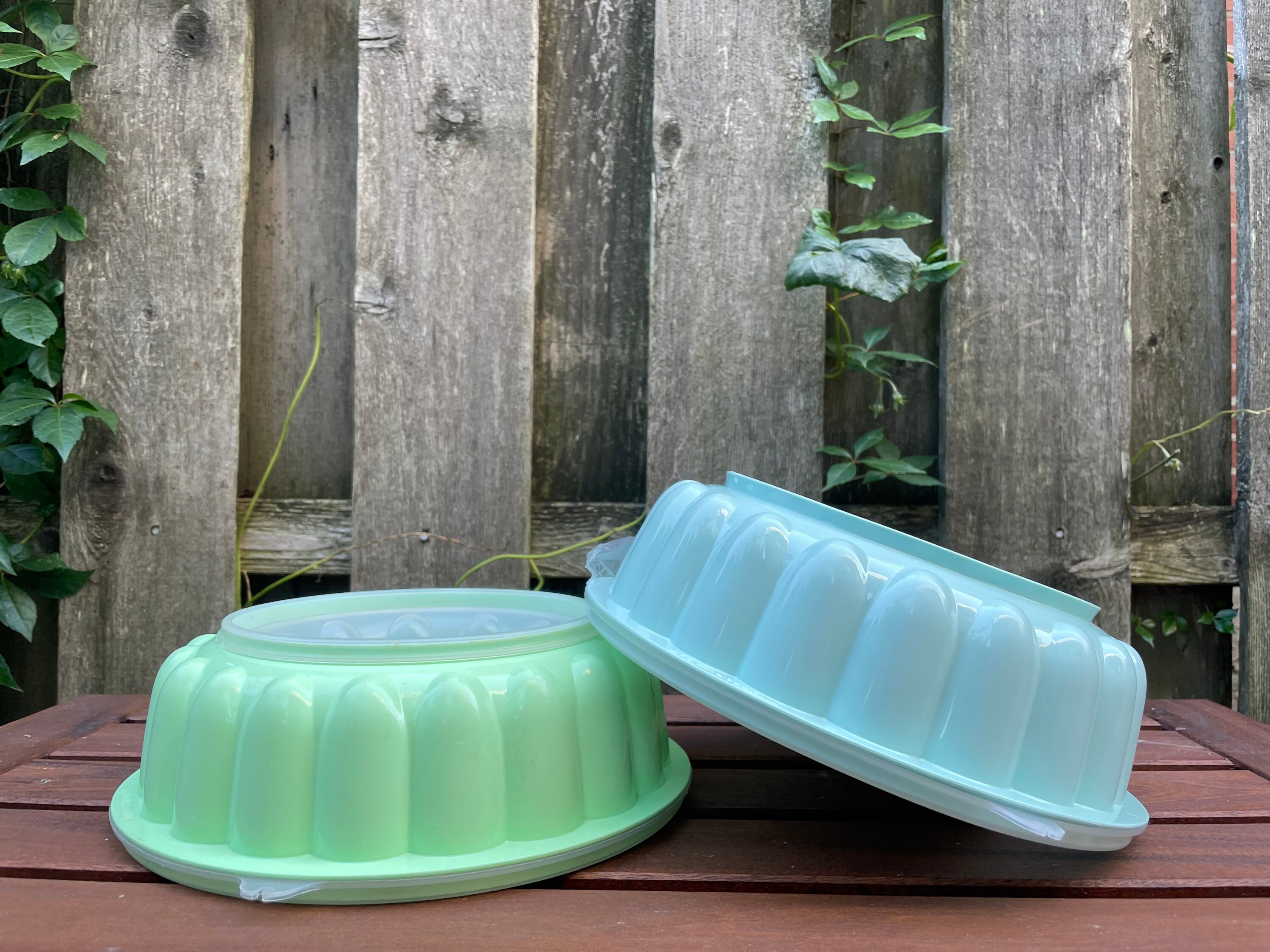 Vintage Tupperware Jello Mold Jelring Retro 1970s Mint Green and Ice