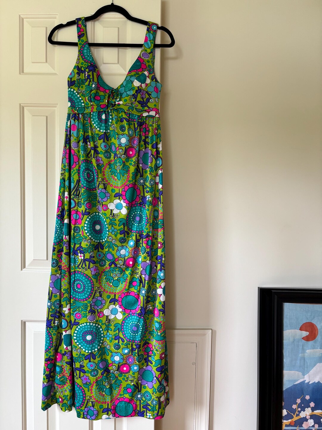 Vintage Dress 1960s 1970s Psychedelic Flower Power Maxi Dress by Sirena ...