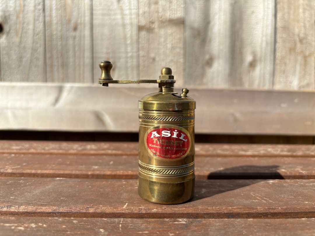 Vintage Brass Pepper Mill Grinder Asil Retro 1970s Mid Century Etsy
