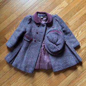 Manteau Vintage Pour Fille Taille 6 - Marque Rothschild En Laine Rouge - Hiver Noël - Occasion Très Bon état