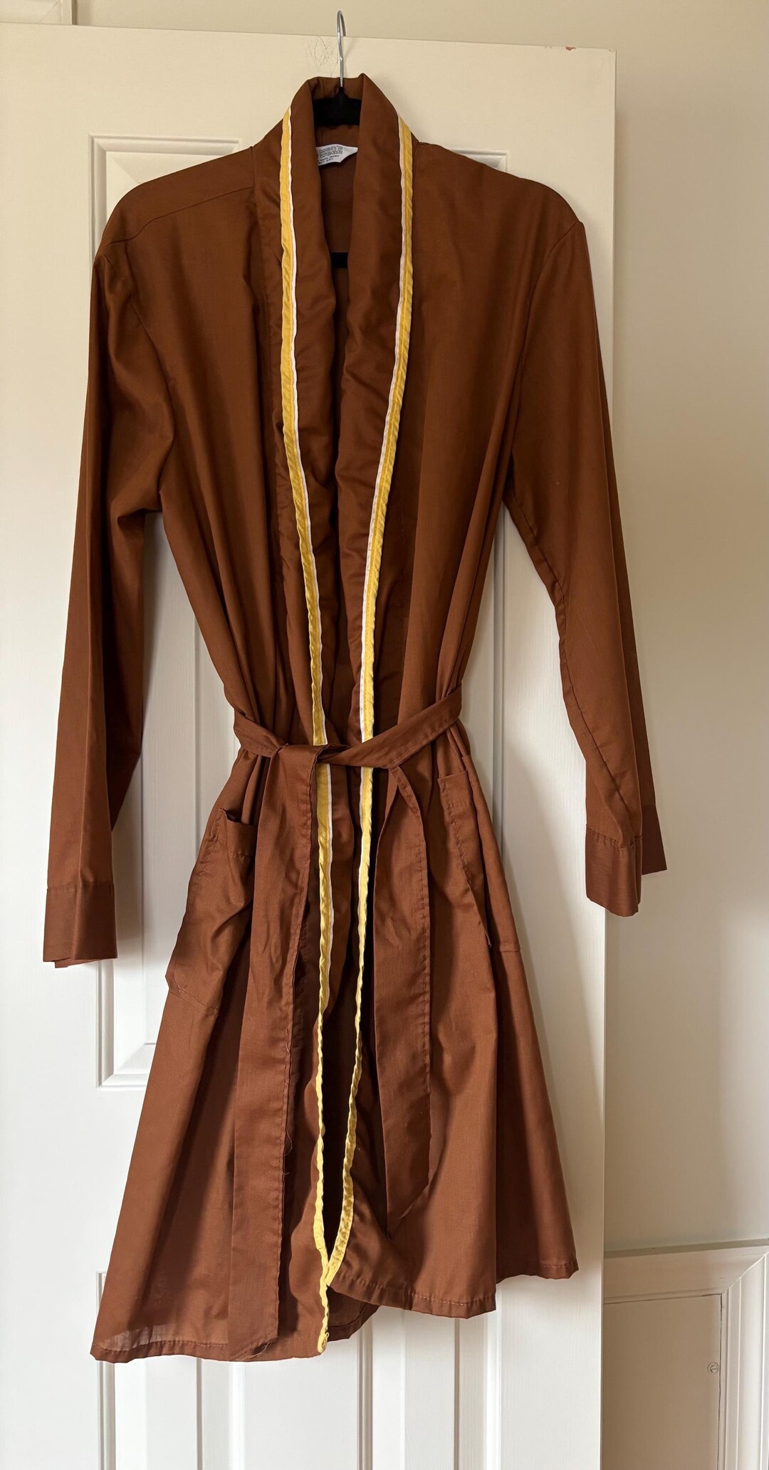 Vintage 1970s Men’s Robe by Grants Menswear Brown With Yellow and White ...