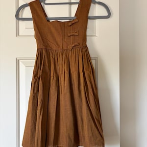 Vintage Girls Dress Homemade Brown Strapless Bow Tie Dress