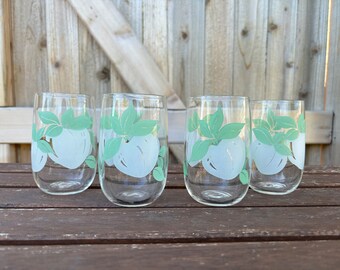 Frosted 80s Drinking Glass, Peach and Green Paint Swipes Design - Etsy