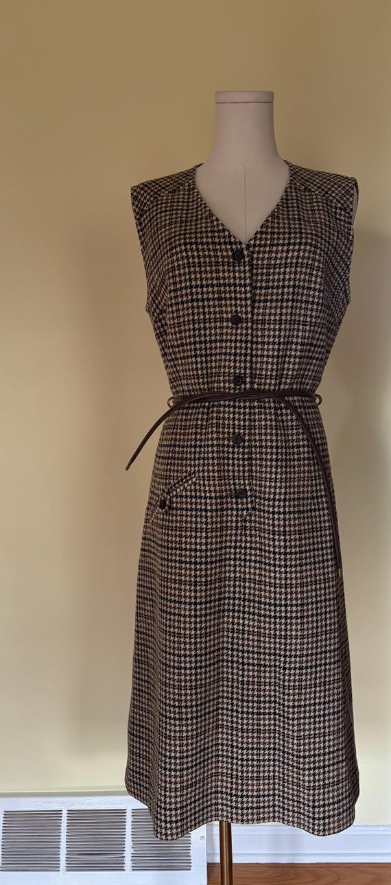 Vintage Pendleton Wool Houndstooth Shift Dress - image 2